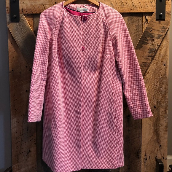 Boden Jackets & Blazers - Boden pink/white coat